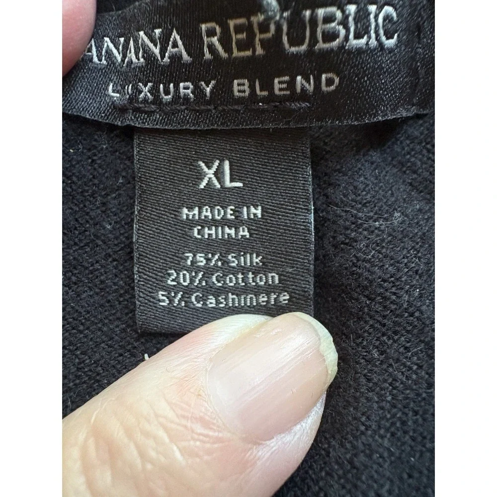 Banana Republic Luxury Blend Sweater XL‎ Black Silk Cashmere Cotton Knit